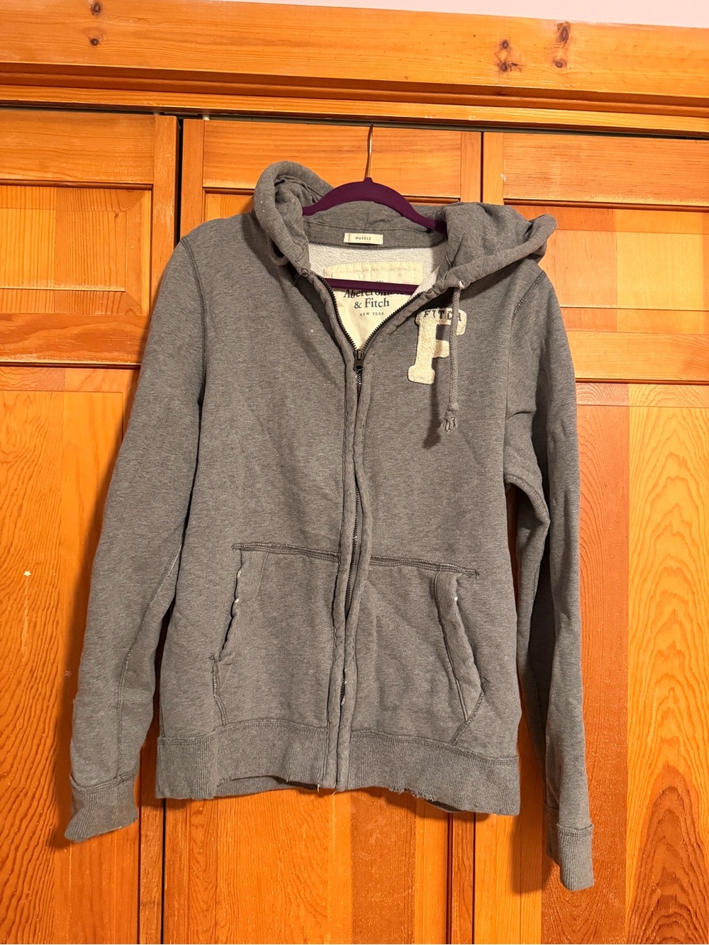 Abercrombie & Fitch Heather Gray Full-Zip Hoodie